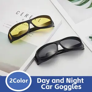 Driver Night Vision Glasses Half Frame Rectangular Polarized Anti-Glare Uv400 Day/night Use Eyeglasses, Essential Driving Accessories
