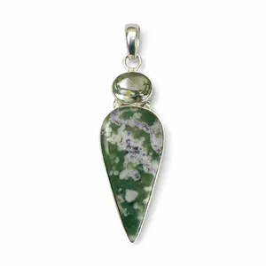 Green Jasper & Faceted Quartz Pendant