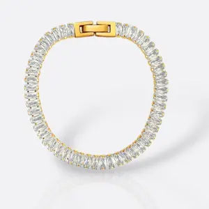 Aurora Baguette Bracelet 18k Gold, Waterproof and Hypoallergenic Jewelry accessories women tennis bracelets