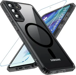 for  Galaxy S21 FE 5G Case , S21 FE Phone Case with Screen Protector [Compatible with MagSafe], Matte  Slim Shockproof Protective Case for  S21 FE, Black