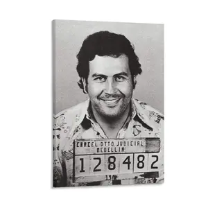 Pablo Escobar Mugshot El Patron Kingpin Medellin Colombia Poster De Pablo Escobar Portrait Photo Cartel Famous Narco Decor Wanted Arrest Mug Shot Escovar Cool Wall Art Print Poster Gifts Landscape
