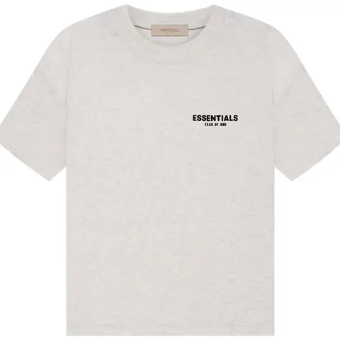 Fear of God Essentials Light Oatmeal Crew Neck Plain Oversized T-Shirt - Men's Casual Streetwear Mensfashion Top, 100% Authentic Items, Loose-Fit Menswear Tee (Go Down 1 Size)