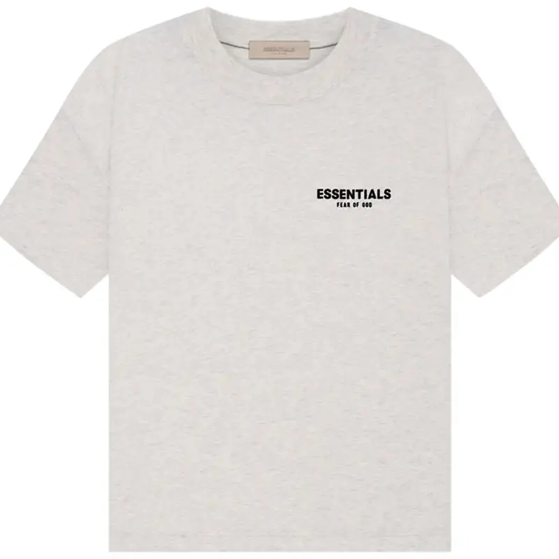 Fear of God Essentials Light Oatmeal Crew Neck Plain Oversized T-Shirt - Men's Casual Streetwear Mensfashion Top, 100% Authentic Items, Loose-Fit Menswear Tee (Go Down 1 Size)