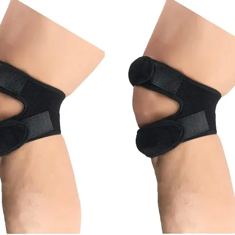 Sports knee compression sleeves, Adjustable Patellar Stabilizer Anti-Slip Support Shock Absorption Meniscus Tear Knee Brace Athletics Running Cycling Basketball Volleyball Mountaineering Unisex One Size