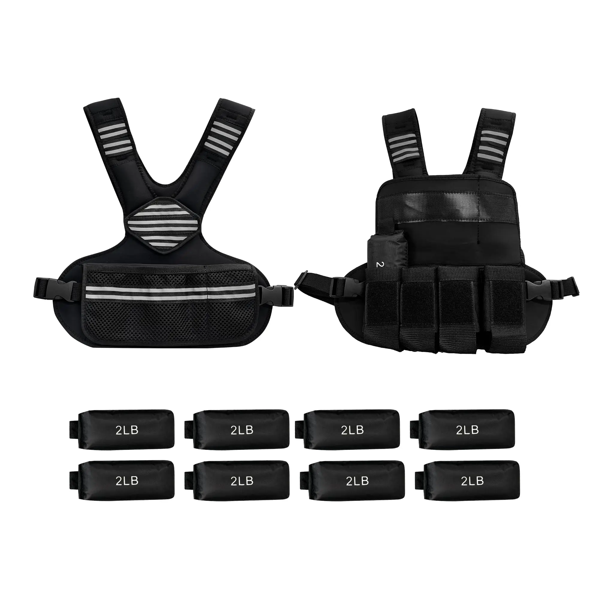 Adjustable Weights Vest – 6-20LBS Sandbag Strength Training Gear with Reflective Strips, Large Pockets for Running & Strength Training
