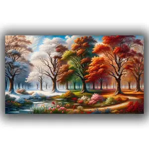 Five-Seasons Tree of Life Large Forest Landscape 5D Diamond Art Kit for Adults, Full-Round Drill DIY Rhinestone Embroidery Set