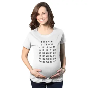 Maternity Calendar Countdown Pregnancy Tee Mark Off Baby Announcement T Shirt Funny Graphic Maternity Tee Cute Pregnancy Tees With Plus Sizes Pregnant Maternity Shirts White