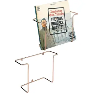 Wall Mounted Copper Metal Vinyl Records Storage Racks, Floating Album Cover Display Shelves, Set of 2