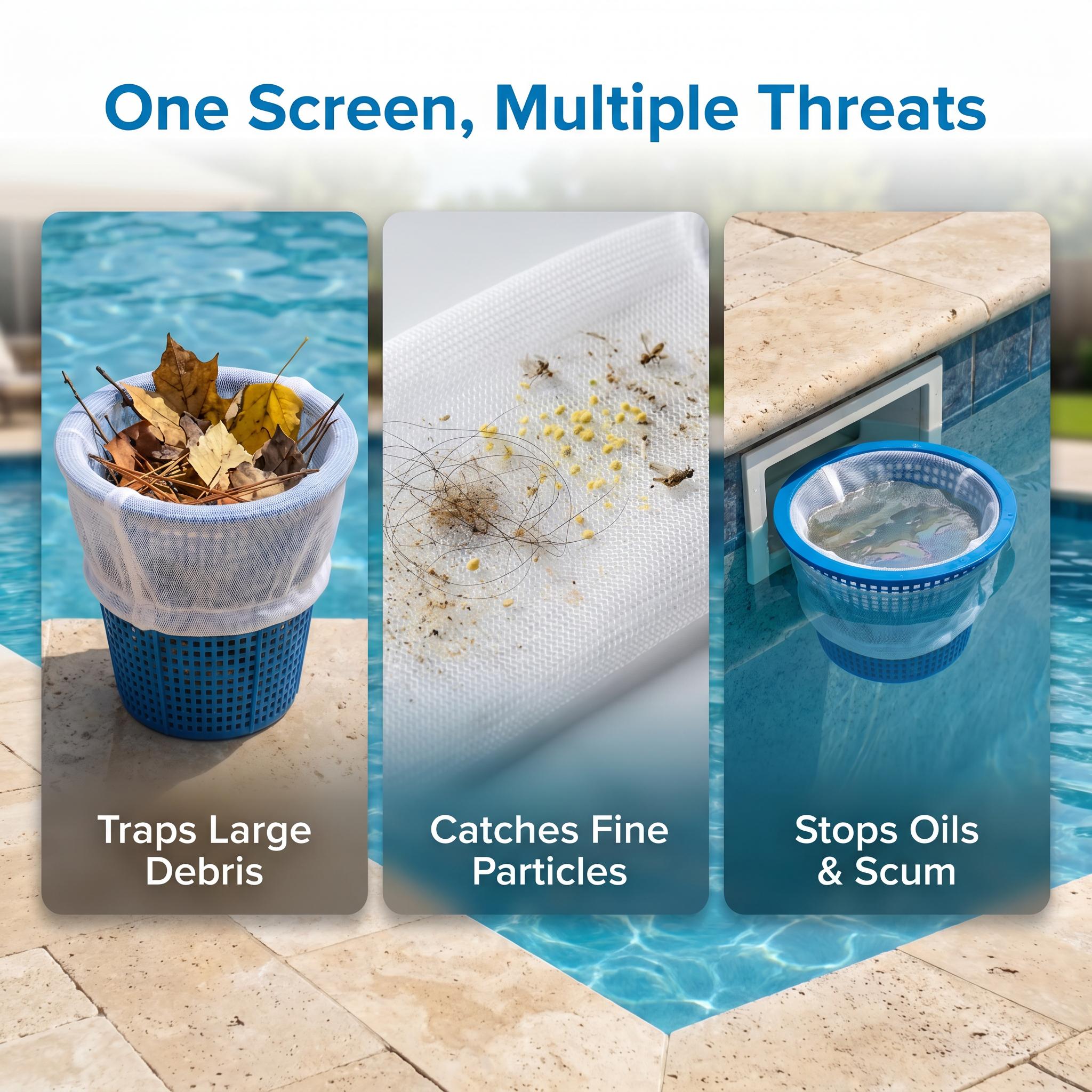 20/30 PCS Pool Skimmer Socks Dual-Layer Mesh Technology for In-Ground & Above Ground Pools Effective Filtration Reusable Solution 12cm x 20cm, Pool Accessories, Nylon-YY1