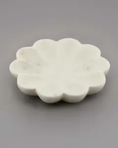 Lotus Flower Marble Tray – Hand-Carved Decorative Catchall