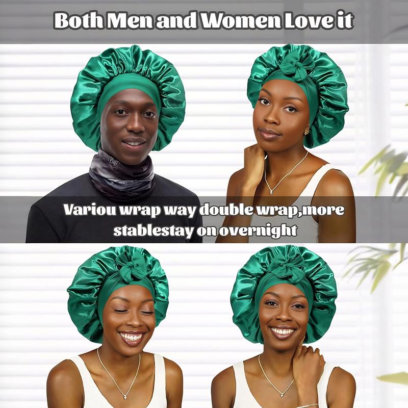 Satin Bonnet, Silk Bonnet for Sleeping, Silk Sleep Cap, Double Layer Hair Bonnet Elastic Tie Band For Women, Curly Hair, Night Cap, Heatless Styling Tool for Women Silky Haircare christmas gift ideas