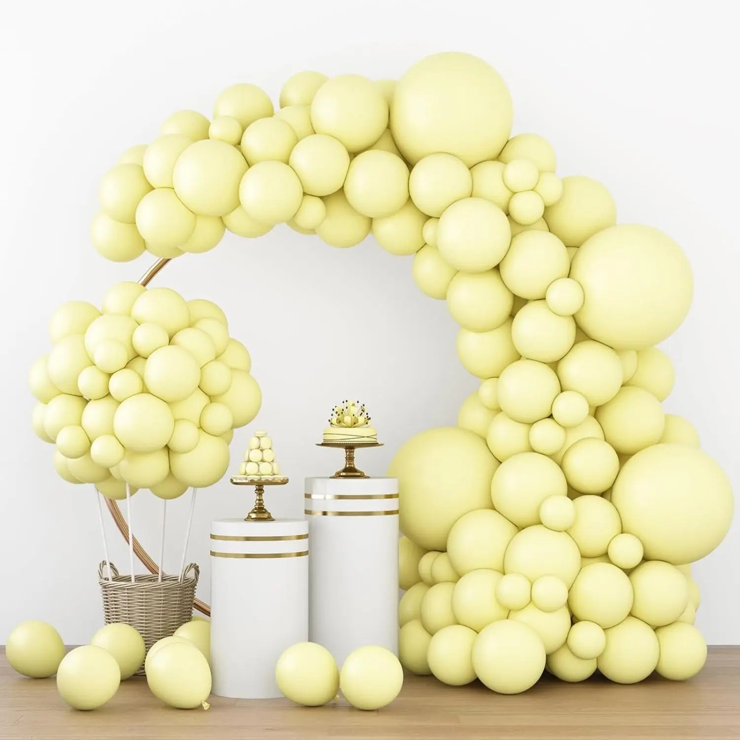 129pcs Pastel Yellow Balloons Different Sizes 18 12 10 5 Inches Light Yellow Balloons for Happy Birthday Wedding Anniversary Baby Shower Easter Garland Arch Party Decoration