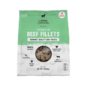 Canine Cravers Single Ingredient Air Dried Dog Treats – Premium Beef Fillets - 20 oz Pouch
