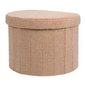 South Street Loft Faux Teddy Fur Half-Moon Storage Ottoman