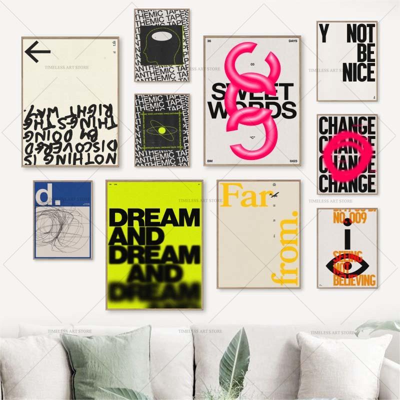 Modern Quotes Posters Retro Inspirational Words Canvas Print Calligraphy Wall Art Canvas Painting for Living Room Home Decor