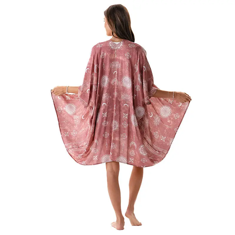 Dusty Rose Lotus Moon Kimono
