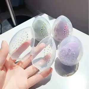 3PCS Transparent Egg-shaped Case Make-up Egg Beauty Egg Powder Puff Storage Box Makeup Organizer Box Portable Travel Cosmetic Plastic Sponge Case Cosmetics Organizer Storage