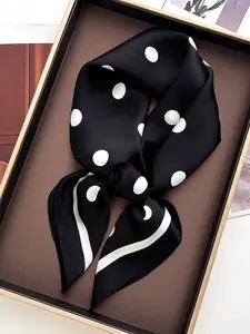 Women's Luxurious Polka Dot Scarf, Square Head Scarves, Scarf for Hair, 70x70cm, Elegant Fashion Accessory, Spring Dress Accent, Loose-Fit, All Seasons