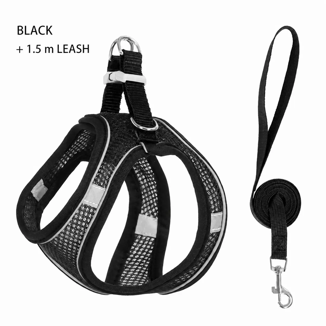 Reflective Mesh Vest Harness for Dogs and Cats, Adjustable Fit, Optional 1.5 m Leash