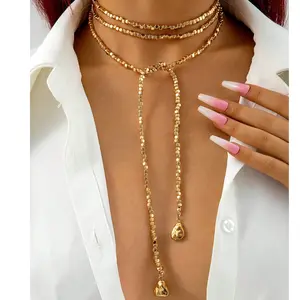 Trendy Irregular Heart Pendant Necklace with Crystal & Pearl Detail – Long Chain Style for Travel, Streetwear & Romantic Gift