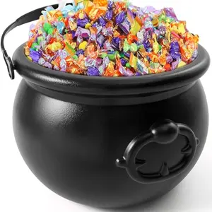 Halloween Large Black Cauldron 7.5'', Halloween Witch Cauldron Pot, Candy Kettle, Pot and Bucket, Candy Cauldrons Holder for St. Patricks Party Favor Supply Witch Decoration, Kids Trick or Treat
