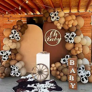 158 PCS Cow Brown Balloons Arch Garland Kit Cow Party Decorations for Baby Shower Birthday Farm Theme Party Supplies Decorations