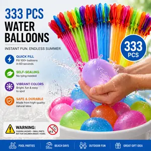 Colorful Water Balloon, 333pcs/set Random Color Water Balloon, Party Supplies for Birthday Wedding Festival Graduation, Kiddie Swimming Pool, Reusable Water Balloons for Water Play, Water Balloon Fun, Water Balloon Decorations