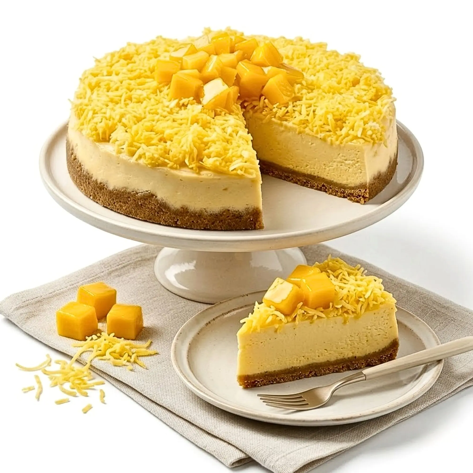 Andy Anand Gluten-Free Mango Cheesecake, 9-Inch, 2 lb – Freshly Baked, Real California Cream Cheese, No Preservatives, Birthday Gift Box