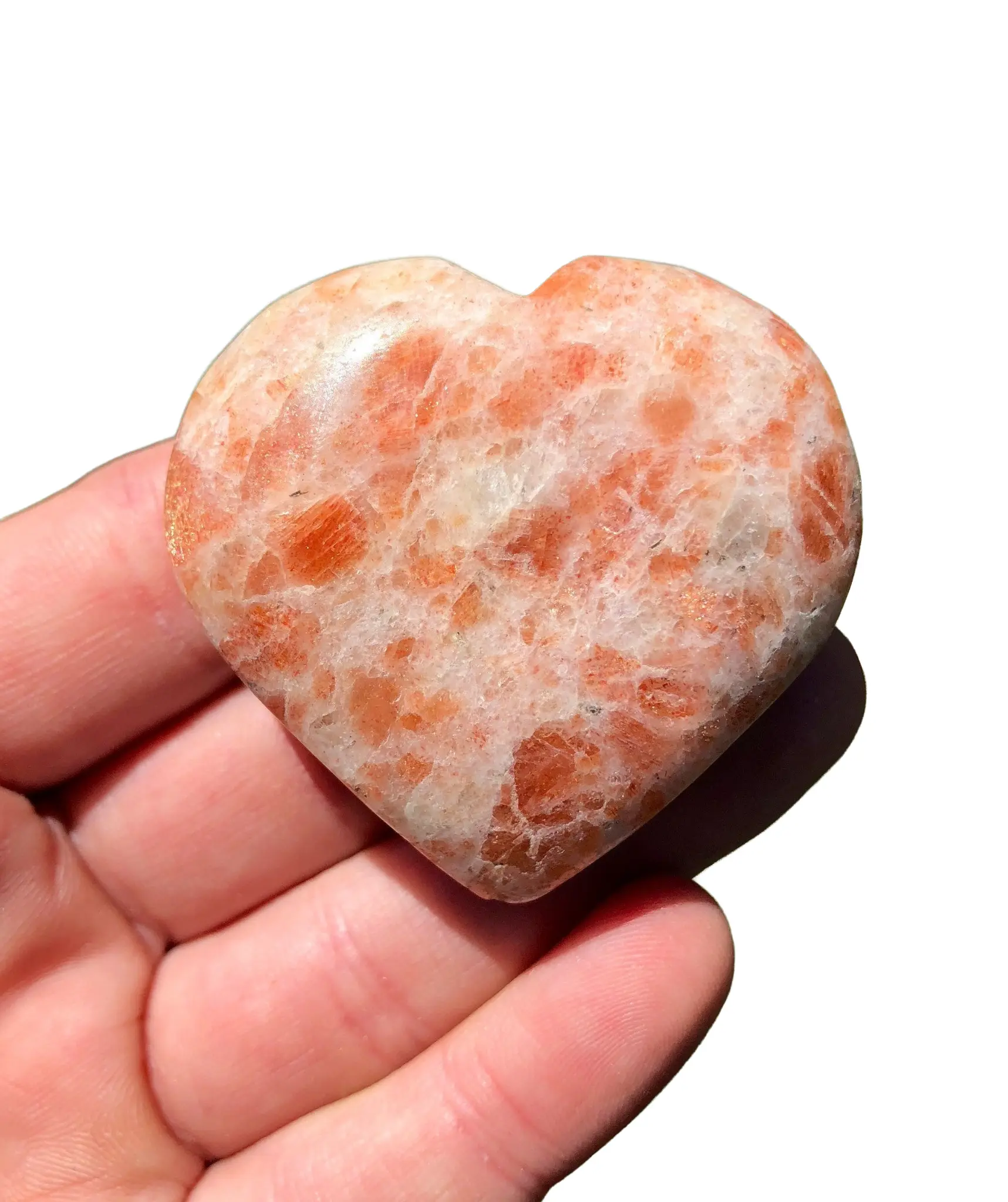 New Moon Beginnings Sunstone Heart Polished Stone - Elegant and Natural Stone with Unique Design