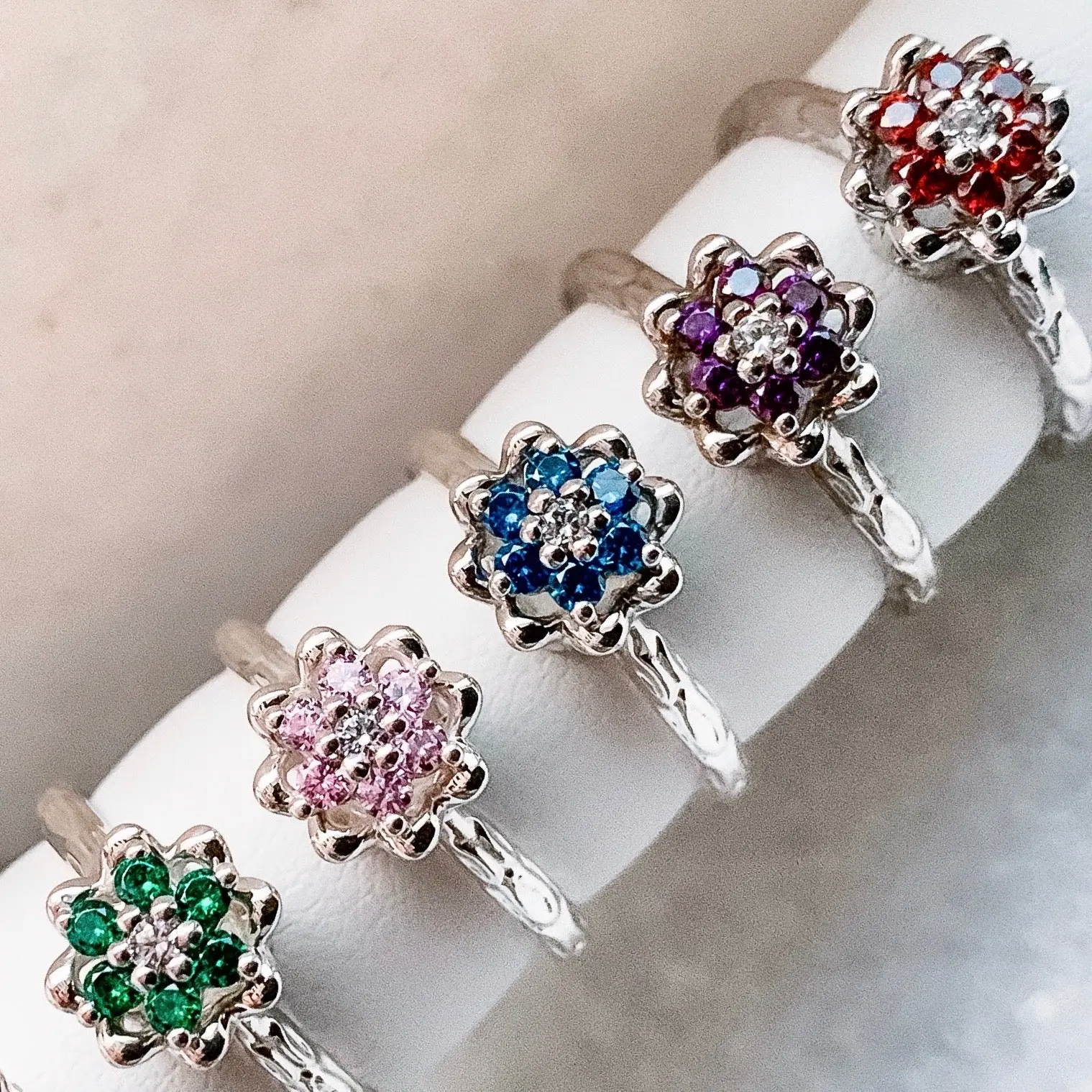 Small Tulip Rings™ - Original Sterling Silver Birthstones