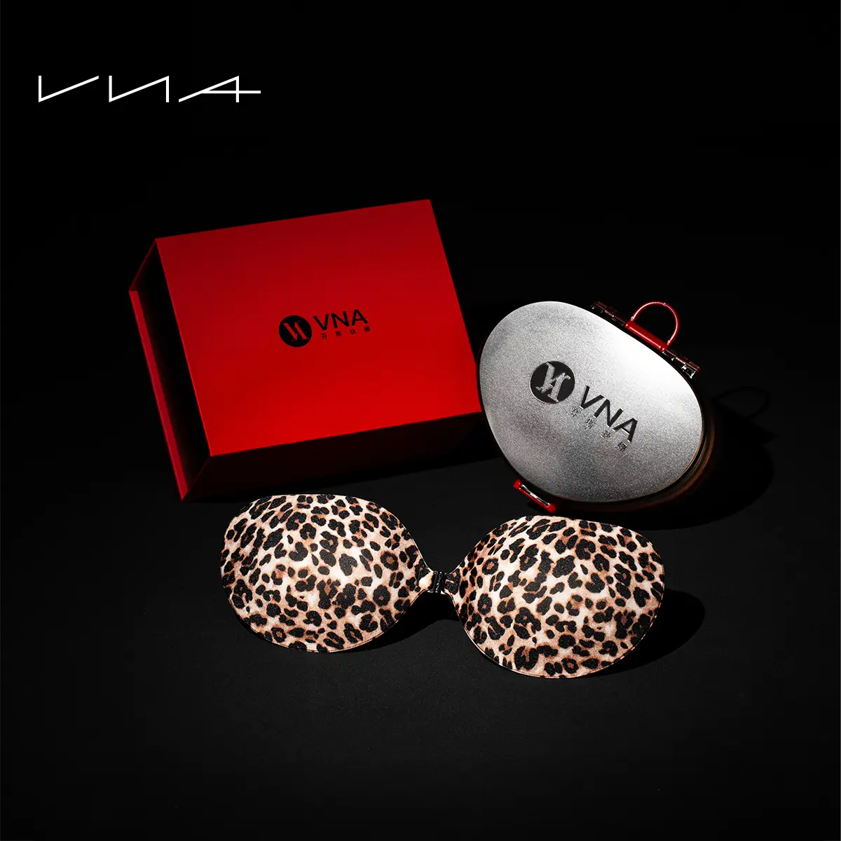 VNA Leopard Print Sticky Bra Push up Lift Strapless Wireless Reusable Self Adhesive Bra for Backless Dress Spaghetti Strap Top Tube Top for Women