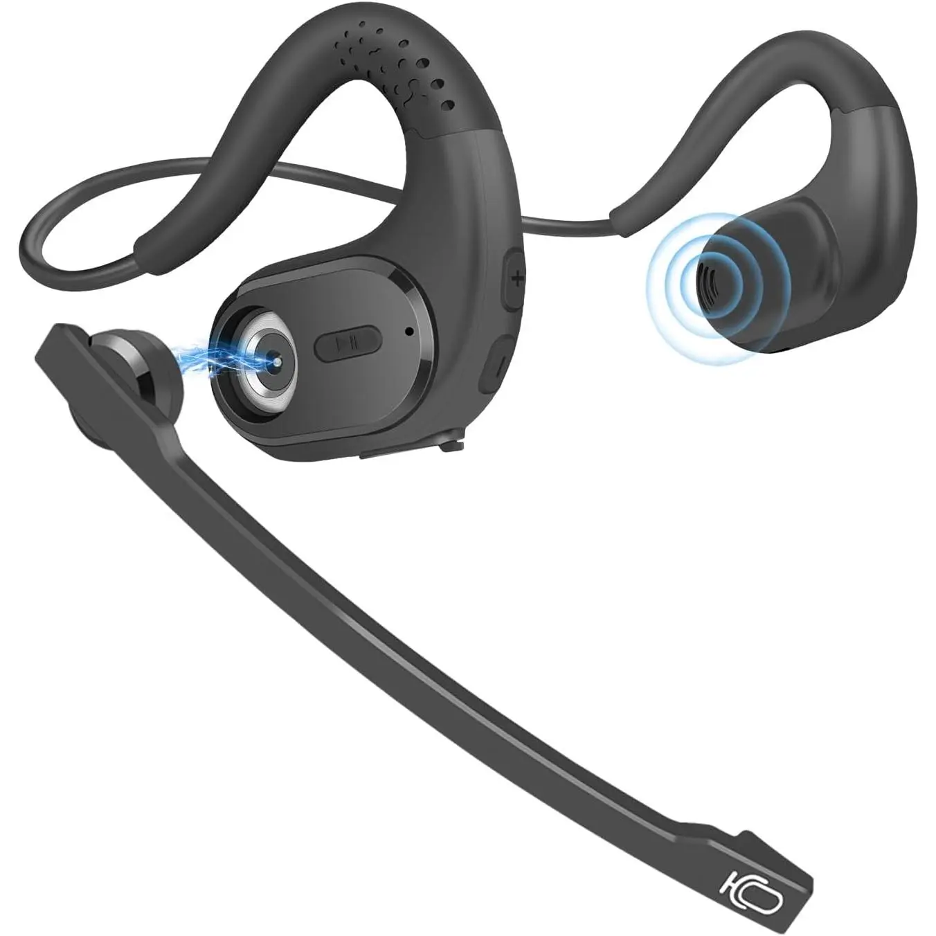 Headset with Removable Microphone, Noise Cancelling  Headset for Phones Laptop Computer PC, Open Ear Headphones for Office Meeting Running Cycling Driving Working-12 Hrs