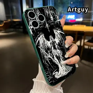 Straight Edge Phone Case for iPhone 17 15 16 14 Pro Max 13 12 11 XR XS Plus Air E  Vintage Angel Pattern Anti-Scratch Shockproof TPU Bumper Drop-proof Cover Cellphone Protective