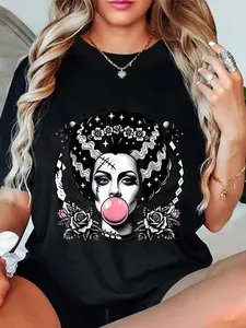 100% Cotton Unisex Bride of Frankenstein Bubblegum Monster Halloween Costume T-Shirt
