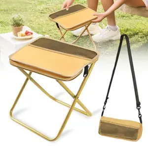 Collapsible Stool Folding Stool for Adults, Foldable Backpack Stool Portable Chair Heavy Duty Compact Travel Camping Stool with Storage Pocket, Portable Folding Seat for Fishing Hiking