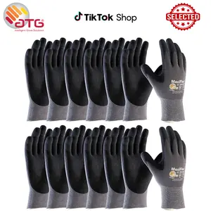 MaxiFlex 34-874 Ultimate Work Gloves – Nylon Micro-Foam Nitrile Grip (12 Pairs) – Black & Gray – Breathable, Lightweight & Durable for Construction, Warehouse, Mechanics & DIY – Sizes XXL – High Dexterity, Anti-Slip Safety Gloves