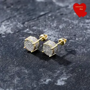 7MM CZ ROUND SCREW BACK STUD EARRINGS FOR MEN WOMEN Jewelry