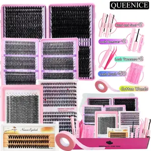 Large-Capacity False Eyelash Set, 9-16mm Mixed Lengths, 5 Styles for Free Mix & Match, 3D Ultra Thick & Fluffy Eyelashes, Suitable for Outdoor Use & Holiday Parties/Ball Makeup, Ideal Gift Choice, DIY Eyelash Clusters
