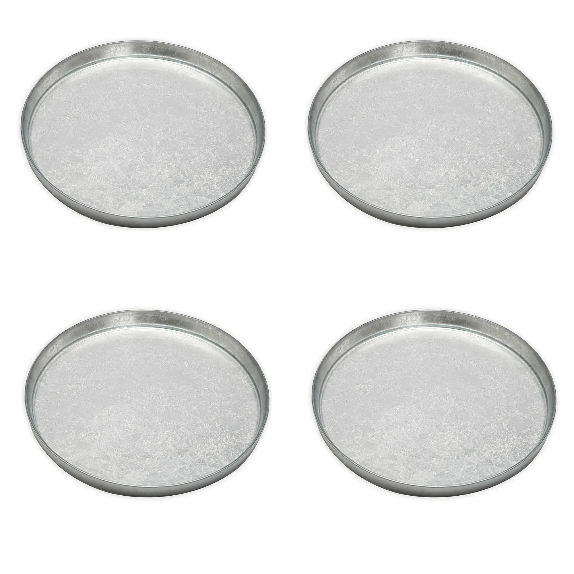 Silver Glitter Salad Plates with Raised Rims, Set of 4