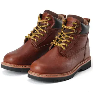 84424 Men’s 6" Soft Toe Work Boots Water-Resistant | Slip-Resistant | Safety & Comfort Closed Rubber Leather  Footwear Worker Walking Shoes