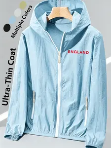 Womens Hooded Skin Coat with England Print Loose Slim Fit Comfortable Breathable Lightweight QuickDrying SkinFriendly for Daily Commute Casual Outings Outdoor Trips Multiple Colors AllSeason Versatile Jacket Coat