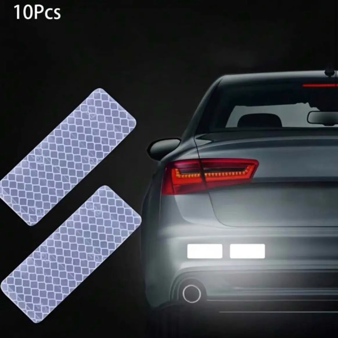 10pcs Car Bumper Reflective white Safety Stickers, High Visibility Reflective Tape, Suitable For Cars, Motorcycles, Bicycles, Trucks