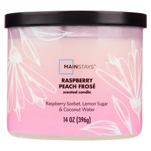 Raspberry Peach Glow 3-Wick Ombre Wrapped Candle for Home Décor, 14 oz