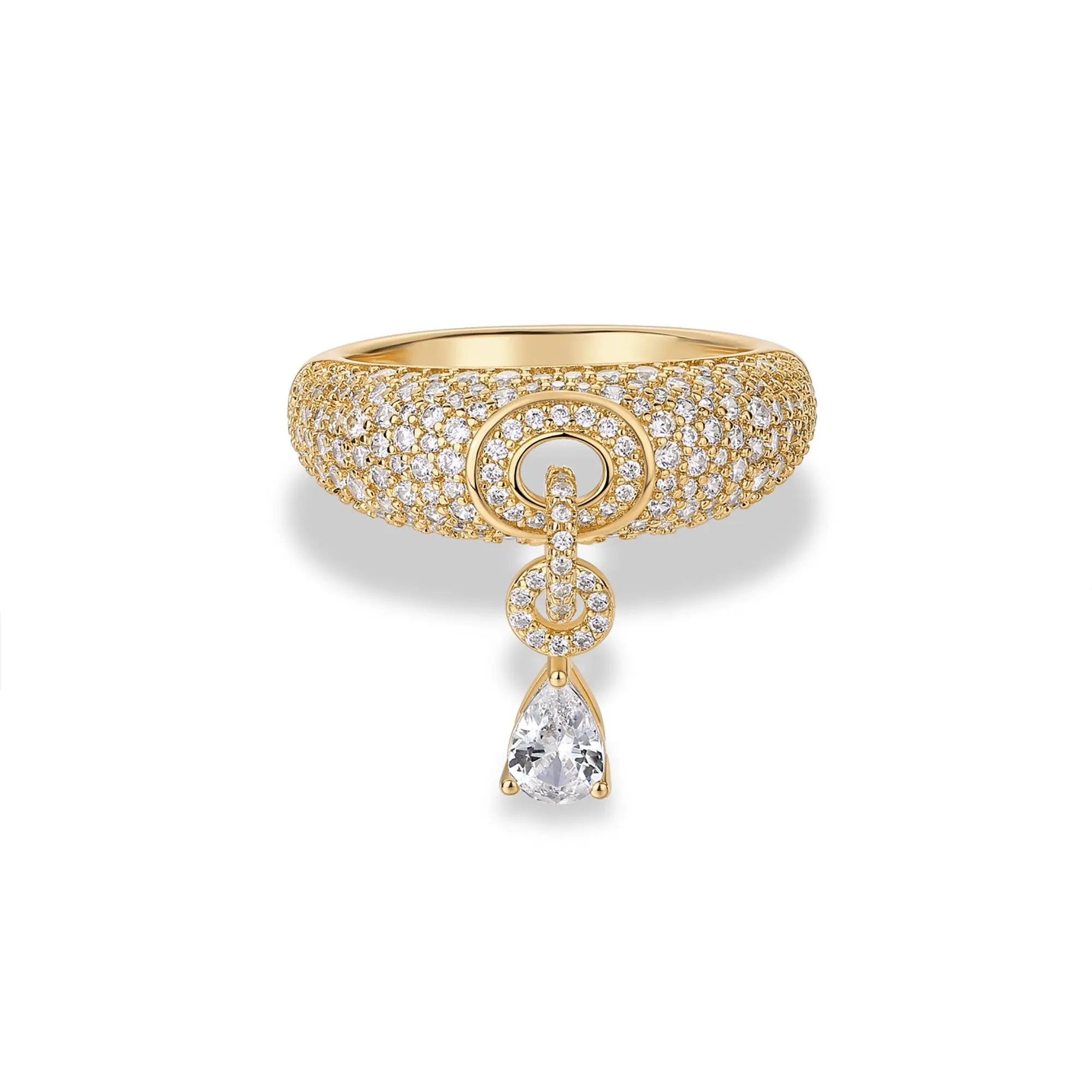 PAVOI 14K Gold Plated Pear Pave Statement Ring for Women - Chunky Ring for Women with Cubic Zirconia - Bold Jewelry Gifts PAVOI 14K Gold Plated Pear Pave Statement Ring for Women - Chunky Ring for Women with Cubic Zirconia - Bold Jewelry Gifts