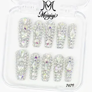 .DP.7479.Luxury Full Rhinestone Wearable Nails