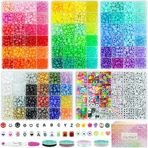 5 Boxes Bracelet Making Kit Pony Beads, 96 Colors 6x9mm Rave Beads for Bracelets Friendship Plastic Beads with 800Pcs Letter Bead DIY Arts and Crafts for Kids Adults Keychain Jewelry Making