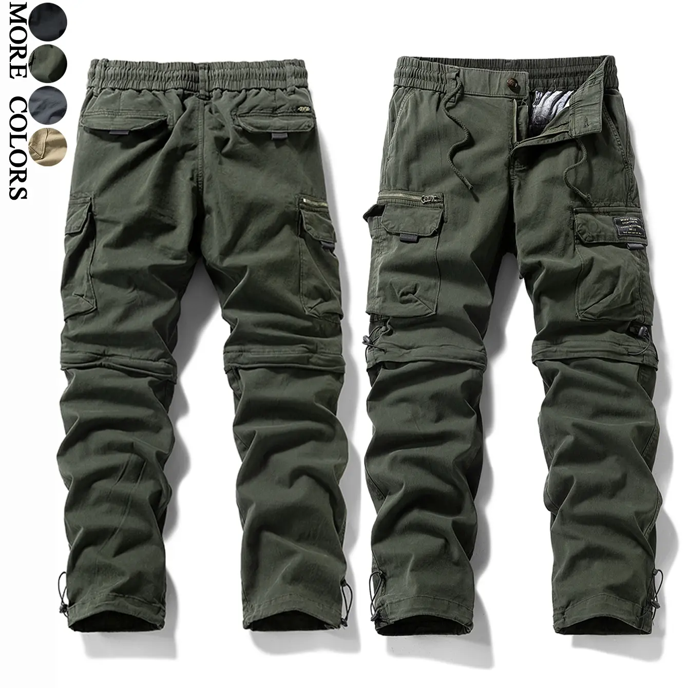 Men's Vintage Washed Spandex-Blend Twill Cotton Pants - Casual, Stretch, Breathable Fabric for Hiking, Daily Comfort, Plain