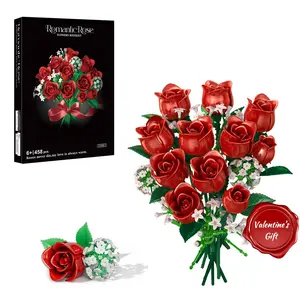 Rose Building Blocks Set, 458-Piece Romantic Rose Building Toy Kit, Creative Flower Block Set, Ideal Gift for Home and Office Decoration, Building Kit