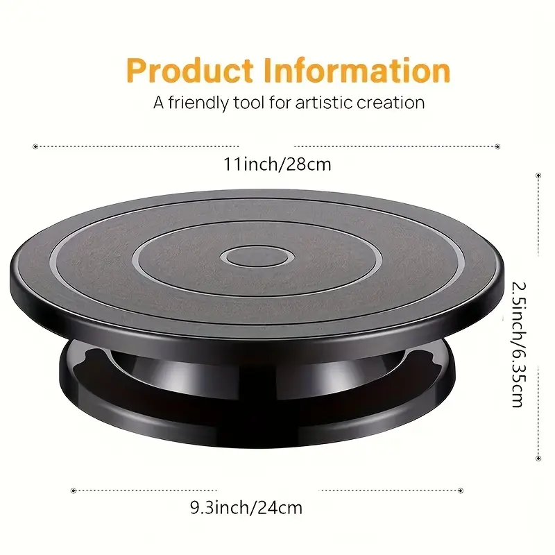 11" Cake Decorating Turntable - 360° Smooth Rotating Base, Lightweight Baking Stand, Non-Slip Professional Spinner & Display Riser for Home Bakers, DIY Crafting