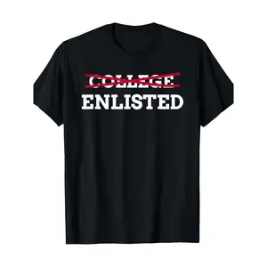 Funny 'College Enlisted' Graphic Tee for Men - 100% Cotton, Casual Round Neck T-Shirt with Geometric Design, Machine Washable